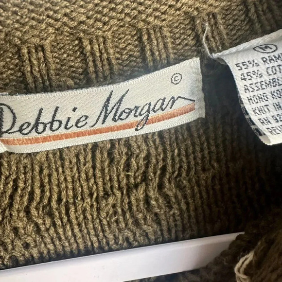 Debbie Morgan Knit Crew Neck Sweater Women’s M Olive Green Long Sleeve‎ Boho - Picture 3 of 5